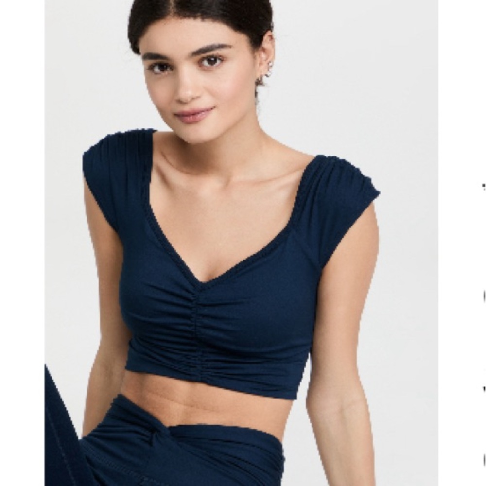 FP Movement by Free People Dark Blue Ruched Crop Top